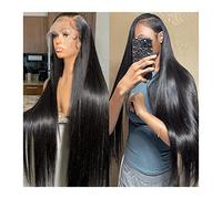 Wigs Lace Frontal Human Hair Wig Pre Plucked 8-40" Long Straight Transparent Lace Wigs with Baby Hair HD Silky Straight Remy Hair Lace Wigs for Black Women Women Wig (Color : 13X4 Lace Wig 150density