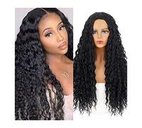 Wigs Long Afro Kinky Curly Wigs for Black Women Natural Black Synthetic Middle Part Wigs 28" Glueles Heat Resistance Synthetic Fibre Wigs for Daily Use Wig
