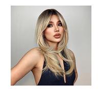 wigs Long Blonde Golden Straight Synthetic Wigs for Women Mid-Length Natural Layered Hair Wig Side Bangs Daily Cosplay Heat Resistant best human hair wigs