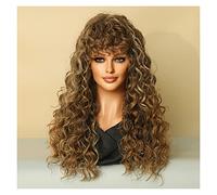 Wigs Long Blonde Red Curly Wig Bangs for Black Women Heat Resistant Synthetic Wigs Afro Natural Costume Party Daily Use Fake Hair Women Wig(Color:MW9054-3)