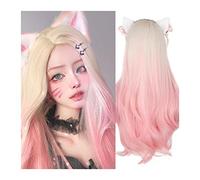 Wigs Long Curly Synthetic Wig for Women, 26 Inch Ombre Blonde Pink Wavy Wig with Natural Hairline, Middle Part Heat Resistant Wig for Daily Party Use Women Wig