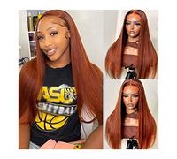 Wigs Long Straight Brazilian Remy Hair Orange 13x4 HD Lace Front Wigs Human Hair 180% Medium Brown Swiss Lace Front Wigs for Women Women Wig(Size:26inches)