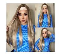 Wigs Long Straight Brown Blonde Synthetic Headband Wigs for Women Highlight Wigs Natural Hair Heat Resistant Cosplay Wigs Women Wig