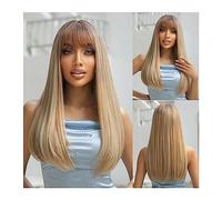 Wigs Long Straight Gray Blonde Synthetic Wigs with Bangs for White Women Lolita Cosplay Natural Hair Wig Party Daily Heat Resistant Wig