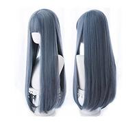 Wigs Long Straight Hair Wigs for Women Natural Gray Blue Color Straight Wig with Bangs High Temperature Synthetic Wig for Halloween Cosplay Party Wig