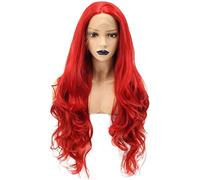 Wigs Long Wave Wig Europe and America Before The Big Wave of Hair lace red Wig cos Synthetic Curly Hair Party Role Playing (24 Inches)
