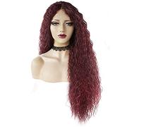 Wigs Long Wave Wig Lace Front Europe Fluffy Little Curls Synthetic Curly Hair Wig Party Role Playing Natural Daily wear (Claret)