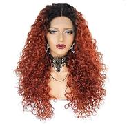 Wigs Long Wave Wig Lace Front Europe Fluffy Little Curls Synthetic Curly Hair Wig Party Role Playing Natural Daily wear (Orange Gradient)