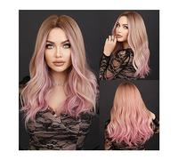 Wigs Long Wavy Ombre Blonde Wig for Women Daily Cosplay Natural Middle Part Synthetic Pink Wigs Heat Resistant Lolita Wig Wig