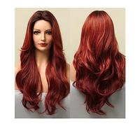 Wigs Long Wavy Ombre Red Brown Synthetic Wigs for Women Heat Resistant Natural Middle Part Cosplay Party Lolita Hair Wigs Wig
