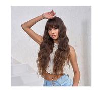 Wigs Long Wavy Wigs Brown Wig With Bangs Natural Synthetic Women Wigs Party Cosplay Heat Resistant Fiber Hair Wig