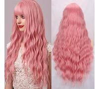 Wigs Long Wavy,Women's Wavy and Wavy Long Curly Hair,Qi Liu Hai High Temperature Silk Multicolor Chemical Fiber Head Cover,Heat Resistant Fiber Wig (B 65cm)