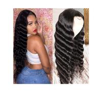 Wigs Loose Deep Wave Lace Frontal Wig 13x4 Transparent Lace Front Wig 14-40 Inch Long Brazilian Human Hair Lace Wigs for Black Women, Natural Color Lace Wig(150 density,30inches)