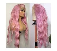 Wigs Loose Wave Light Pink Lace Frontal Wig 13×4×1 HD Transparent Lace Wig Brazilian Remy Hair 8-28" Pre Plucked Pink Colored Wave Curly Lace Front Wig Women Wig (Size : 180 Density, Color : 22inche
