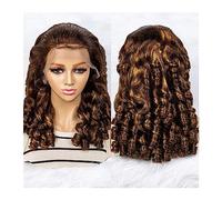 Wigs Loose Wave Wavy Human Hair Wigs 13x4 Lace Frontal Brailizan Hair Wigs Curly Bob with Baby Hair for Black Women Women Wig(Size:P4-27 200 density,Color:16inches 1PC)