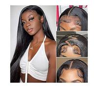 Wigs Malaysia Hair Lace Closure Wig 16-30" Straight Human Hair Lace Closure Wigs 4x4 5x5 Silk Straight Transparent Lace Wigs with Baby Hair 180% Density Women Wig(Color:4X4 closure wig,Size:28inches)