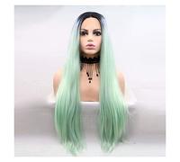 Wigs Mint Green Long Straight Wig Colorful Middle Part，black Gradient For Woman Wigs Party Cosplay Daily Daily Party Cosplay