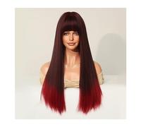 Wigs Natural Fake Hair Daily Cosplay Wig for Women Ombre Brown Blonde Wigs Long Straight Synthetic Wigs with Bangs High Temperature Women Wig(Color:MW9053-1)