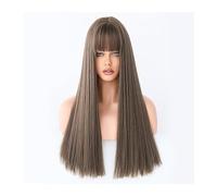 Wigs Natural Fake Hair Daily Cosplay Wig for Women Ombre Brown Blonde Wigs Long Straight Synthetic Wigs with Bangs High Temperature Women Wig(Color:C8268-2)