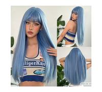 Wigs Natural Heat Resistant Wig Long Silky Straight Synthetic Wigs with Bangs Black Cosplay Party Lolita Hair Wigs for Women Women Wig(WL1085-3)