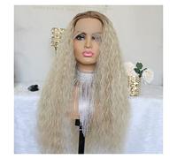 Wigs Ombre Brown Synthetic 13x4 Lace Front Wig Ash Blonde Deep Curly hair Platinum Long Transparent Lace Wigs Lace Wig
