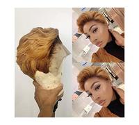 Wigs Ombre Gold Blonde Lace Frontal Human Hair Wigs Pixie Cut Short Brazilian Remy Hair Soft and Breathable 4X4 Lace Closure Wig for Black Women Women Wig(Size:130%)