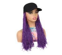 Wigs One piece long and thin braid wig hat, travel photo headband Women Wig(Purple)