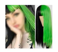 Wigs Pink Brown Gray Long Straight Hair With Bangs Synthetic Hair Wigs Ombre Color Two Tone Cosplay Wigs for Women Lace Wig(03)
