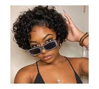 Wigs Pixie Cut 13×1 Lace Frontal Wig Short Spring Curl Human Hair Wig For Women Brazilian Remy Hair Transparent Lace Front Wig Women Wig (Color : Natural Color, Size : Pixie Cut Wig)