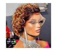 Wigs Pixie Cut 13×1 Lace Frontal Wig Short Spring Curl Human Hair Wig For Women Brazilian Remy Hair Transparent Lace Front Wig Women Wig (Color : 1B 30, Size : Pixie Cut Wig)