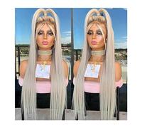 Wigs Platinum Ash Blonde Long Straight Lace Front Wig with Brown Roots Pre Plucked Heat Resistant Synthetic Lace Wigs Daily Use Wig
