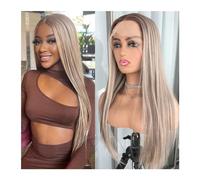 Wigs Pre Plucked Blonde Colored Highlight Blonde Platinum Straight Lace Front Wig Synthetic Hair for Women Glueless Lace Frontal Wig Women Wig(Highlight Blonde)