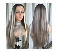 Wigs Pre Plucked Blonde Colored Highlight Blonde Platinum Straight Lace Front Wig Synthetic Hair for Women Glueless Lace Frontal Wig Women Wig(Brown Mix Blonde)