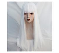 Wigs Pure white long straight hair wigs and Liu Hai synthetic female role play a wig natural heat Lace Wig