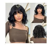 Wigs Replacement Wig For Women Daily Party 14 Inch Short Synthetic Bob Curly Wave Ombre Copper Blonde Color Hair Wigs With Bangs Women Wig(LC8087-2)