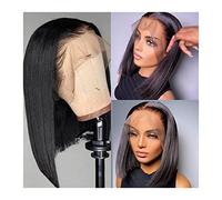 Wigs Short Bob Wig Lace Frontal Wig Brazilian Human Hair 8-16" Long Straight Transparent Lace Wigs Straight Remy Hair Wigs 150% Density Women Wig(Color:5x1 Lace Wig,Size:8inches)