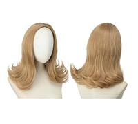 Wigs Short Curly Hair Band Wig for Women, Adjustable Drawstring Half-Head Human Hair Wig(Golden yellow)