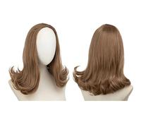 Wigs, Short Curly Hair Band Wig for Women, Adjustable Drawstring Half-Head Human Hair Wig(Light brown)