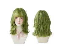 Wigs Short Curly Hair Natural 17in Natural Looking Wigs Green Fashion Wig Compatible with Daily Party Cosplay Wear Party Wigs for Men Concert