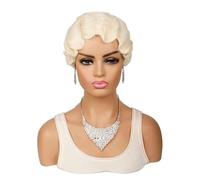 Wigs Short Finger Wavy Curly Wigs Retro African For Black Women Synthetic Wig Pixie Cut Wig Halloween(E)