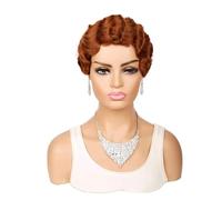 Wigs Short Finger Wavy Curly Wigs Retro African For Black Women Synthetic Wig Pixie Cut Wig Halloween(F)