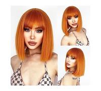 Wigs Short Straight Orange Wig With Bangs Synthetic Fiber Wig African American White Female Cosplay/Party/Daily Wig Wig