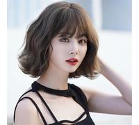 Wigs, Short Synthetic Wig with Bangs for Daily Wear & Adventures,Wigs Human Hair(Dark brown)