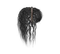 Wigs Simulation Hair Bangs Wig Piece Forehead Hair Band Bangs One Wig Head Filler Hair Cover White Hair Girls Wigs Lace Wigs (Color : Black curly hair-40CM)