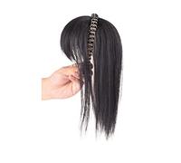 Wigs, Simulation Hair Bangs Wig Piece Forehead Hair Band Bangs One Wig Head Filler Hair Cover White Hair Girls Wigs,Wigs to Cover Baldness(Brown-black straight hair-40CM)