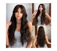 Wigs Soft Full Wig Party Use Black Natural Wavy Wigs with Bangs Long Black Synthetic Daily Wig Heat Resistant Women Wig Women Wig(WL1115-1)