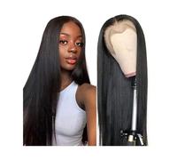 Wigs Straight Hair Lace Front Wig HD Transparent Lace Frontal Human Hair Wig for Women, 14-40 Inch Long Brazilian Remy Hair Pre Plucked Closure Wig Lace Wig(4X4 closure wig 150 density,20inch)