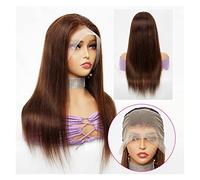 Wigs Straight Remy Hair Brown Lace Front Wig Human Hair Wigs for Women Transparent Lace Closure 12-28 Inch Long Straight Remy Hair Women Wig(Color:4x1 T Lace Wig,Size:14 inch)