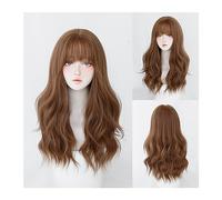 Wigs Synthetic Heat Resistant Daily Party Fake Hair Beige Grey Long Wave Wigs with Bangs Cosplay Lolita Wig for Women Sweet Cool Women Wig(Color:C-0330-1)