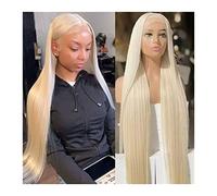 Wigs T Part Lace Frontal 613 Blonde Wig Virgin Human Hair Pre Plucked 10-34Inch Silky Straight 13x1x4 Lace Front with Baby Hair Middle Part 150% Density Wig(16inches)